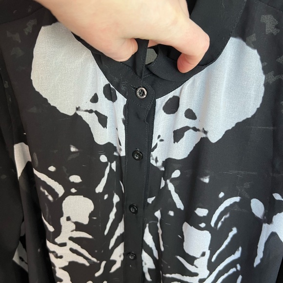 goth skeleton sheer button up- iron fist brand - Picture 2 of 5